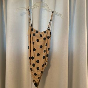 Nasty Gal Nude & Black Polkadot Bodysuit